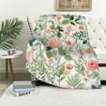 thumbnail image 1 of JRXY  Floral Blanket Flower Blanket Botanical Spring Flowers Blanket Floral Throw Blanket Soft Cozy Warm Plush Flannel Blanket Gift for Woman Flower Lover Couch Bed Living Room Decor White, 1 of 6