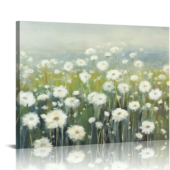JRXY Floral Canvas Wall Art Bedroom: Flower Picture Blossom Dandelion Wildflower Print Painting Decor Abstract Large Hand Painted Gold Foil Botanical Artwork for Living Room  20x16in