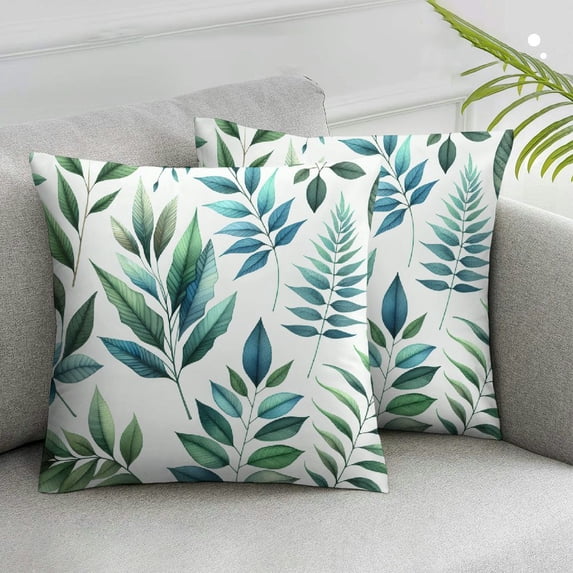 JRXY Floral Pillow Covers, Watercolor Floral Botanical Beige Art Backdrop Berries Blue Double Sided Decorative Pillows Cases Throw Pillows Covers,2 pcs White