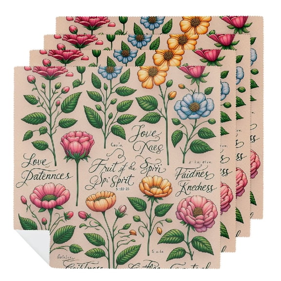 JRXY Floral Scripture Minimalist Flower Plant Floral Cloth Napkin Reusable Gift - Set of 2 PCS