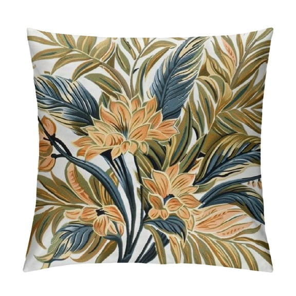 JRXY  Floral Throw Pillow Cushion Case, Watercolor Effect Pastel Flowers Modern and Romantic Botanical Motifs, Modern Accent Double-Sided Digital Printing,Apricot Slate Blue Khaki White