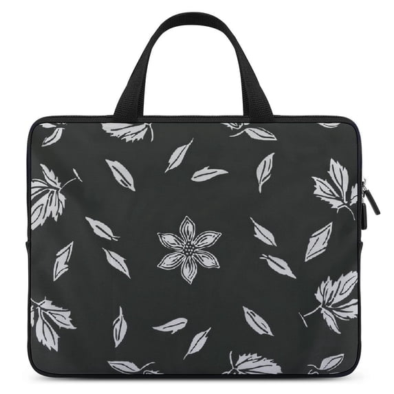 JRXY Flower Leaves Black and White Diving Fabric Computer Protective Handle Laptop Sleeve Bag 17inch