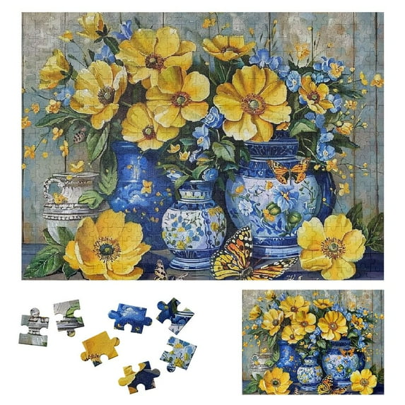 JRXY Flowers Butterfly Wooden Jigsaw Puzzle Challenging Difficult Wood Puzzles for Adults Gift for Family Friends 500 PCS
