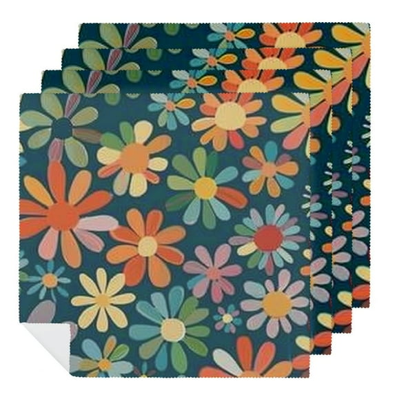 JRXY Flowers Colorful Pattern Cloth Napkins Polyester Home Decor Dinner Napkin for Dining Table Kitchen Daily Party Housewarming Farmhouse Decor 6 PCS