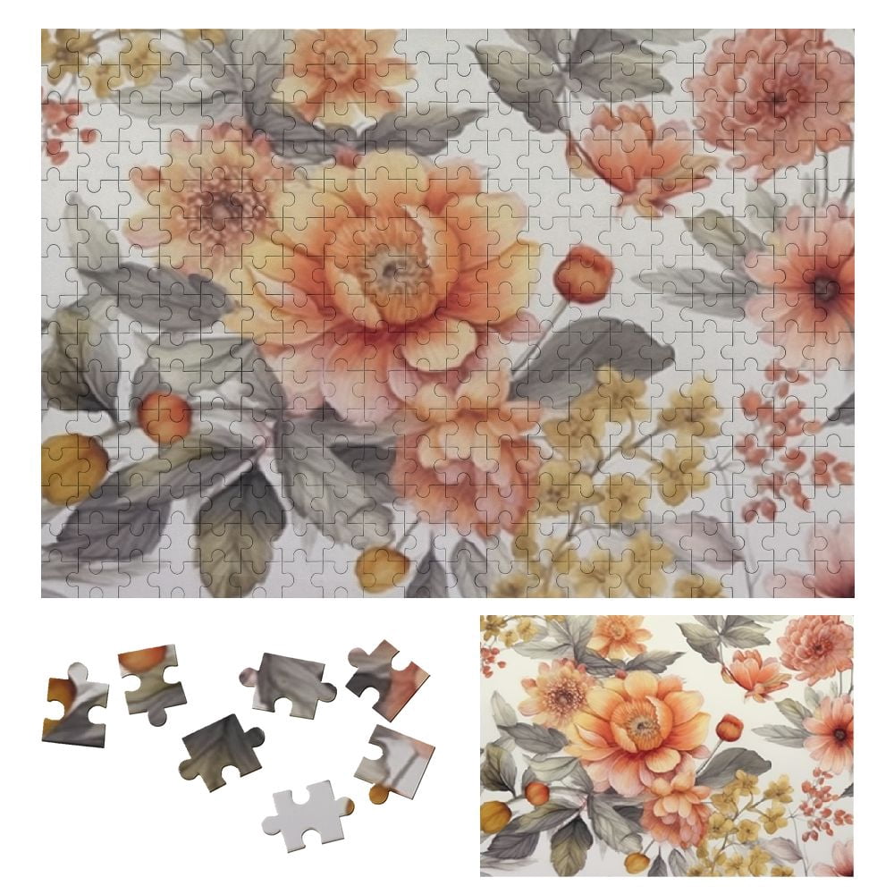 JRXY Flowers Leaves Floral Style Wooden Jigsaw Puzzle for Adults and ...