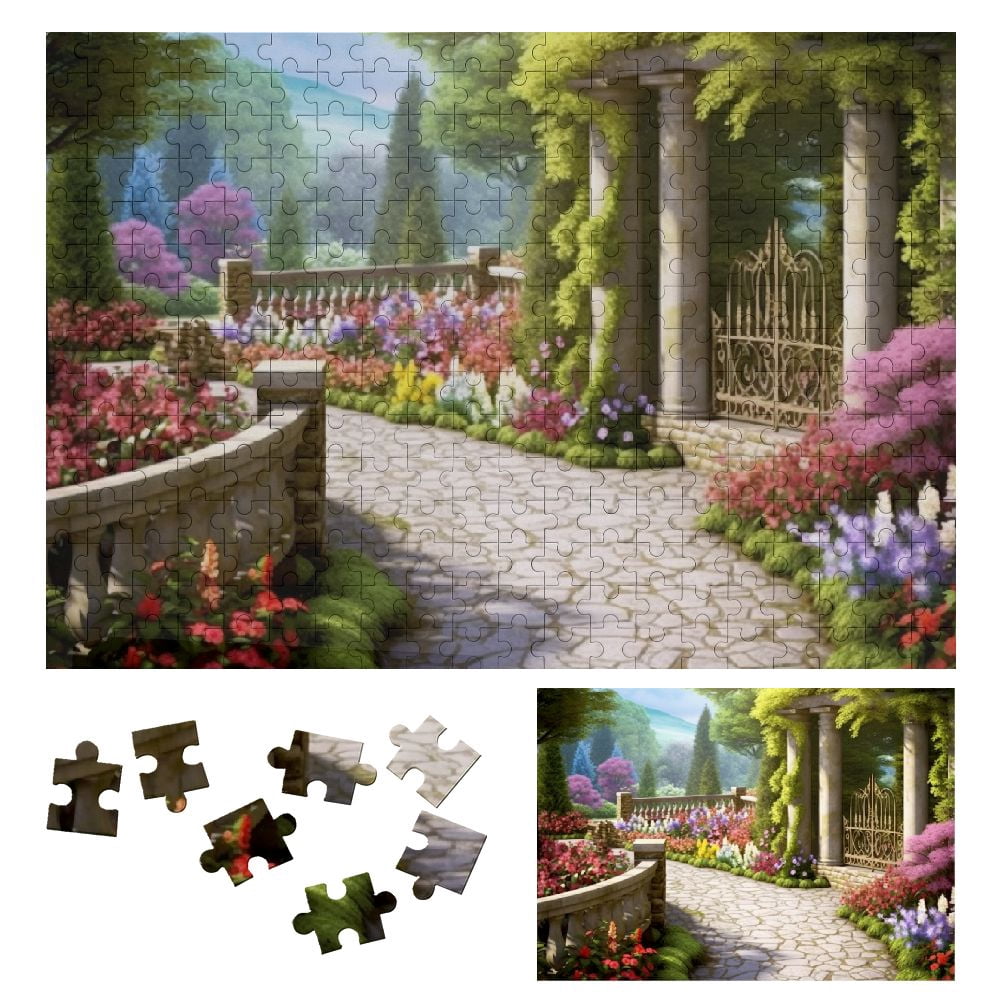 JRXY Flowers Trees Stone Pathway Wooden Jigsaw Puzzle for Adults and ...