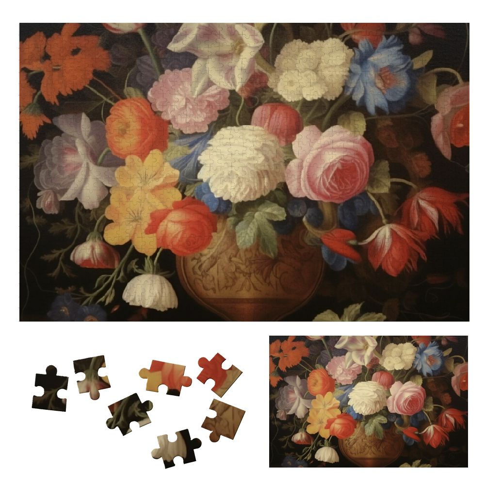 JRXY Flowers Vase Oil Painting Wooden Puzzle for Adults and Kids ...