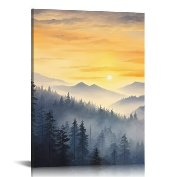 JRXY Foggy Forest Canvas Wall Art Landscape Mountain Sunrise Modern Artwork Prints 16x20 inch 12x16 in