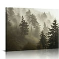 thumbnail image 1 of JRXY Forest Picture Canvas Wall Art: Foggy Mountain Landscape Misty Pine Trees Artwork Large Dark Nature Painting Photography Print for Modern Living Room Bedroom Bathroom 20x16 inch Picture 3, 1 of 4
