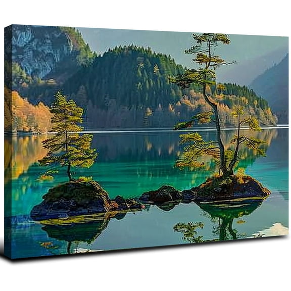 JRXY Four Seasons Landscape Canvas Wall Art Decor - Spring  Colorful Tree  Modern Nature Forest Prints Artwork Picture for Bathroom Office Decoration 20x16inch