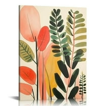 JRXY Framed Boho Wall Art Mid Century Modern Wall Decor Minimalist Black Green Neutral Abstract Geometric Plant Sun Canvas Wall Art Prints for Bedroom Living Room Bathroom  12x16 in