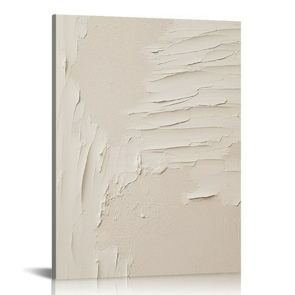 JRXY  Framed Canvas Print Wall Art Rustic Tan Paint Stroke Landscape Abstract Shapes Illustrations Modern Art Decorative Boho Relax/Zen Nordic for Living Room, Bedroom, Office  12x16 in