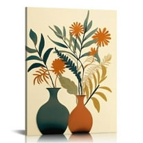 JRXY Framed Canvas Wall Art Minimalist Boho 16x20 inch Large Prints Decor for Bedroom Living Room Dining Room Mid-Century Botanical Modern Wall Decor 12x16 in