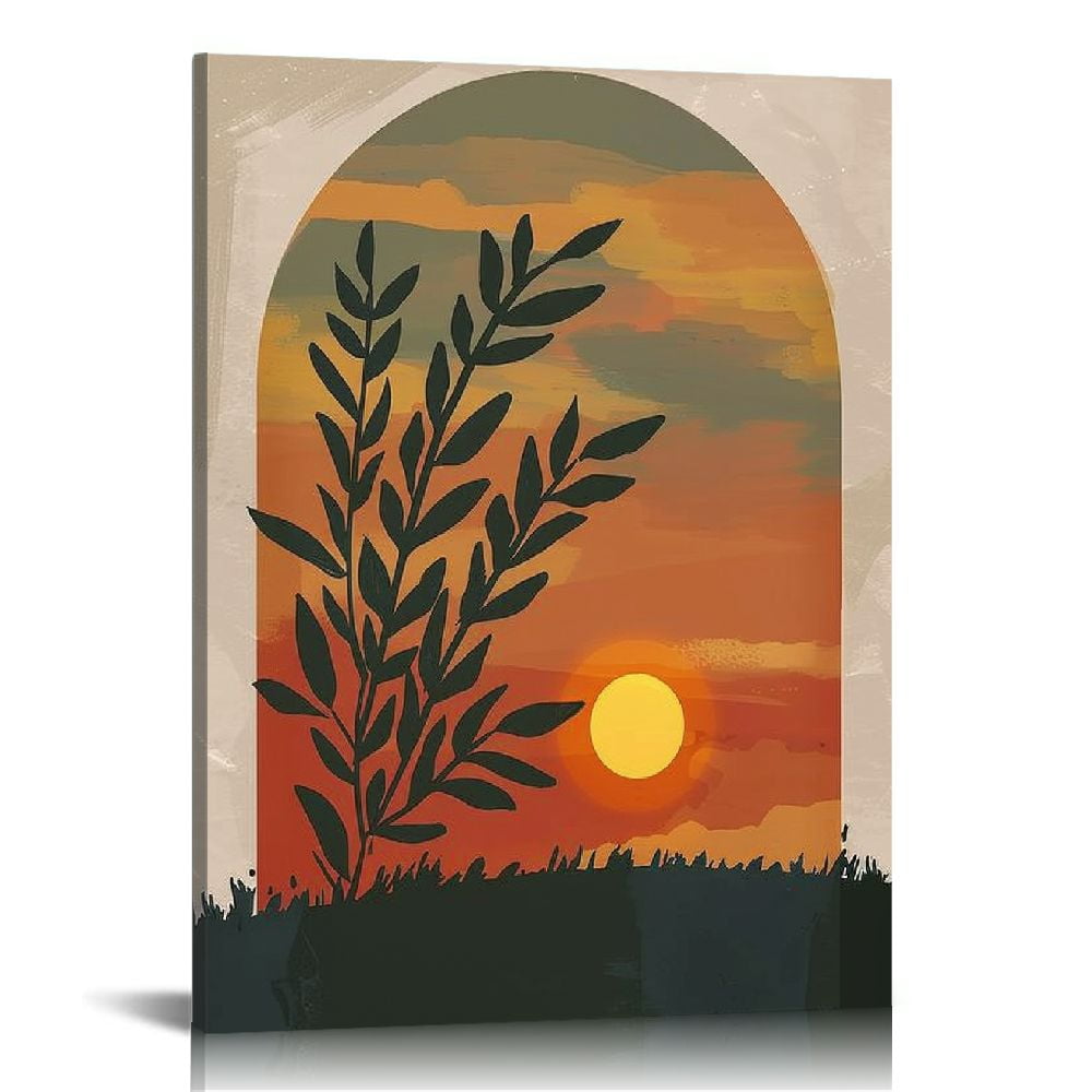 Curated visual reference: Visual Reference: Jrxy Framed Mid Century Boho Terracotta Modern Canvas Wall Art