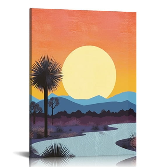 JRXY Framed Poster Joshua Tree Art, Southwest Desert Landscape Canvas Print, Boho Wall Art Framed, Mid Century Modern, Western Decor, Nature Wall Art for Bedroom 16x20 in