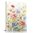 thumbnail image 1 of JRXY Framed Watercolor Daisy Flower Canvas Wall Art Colorful Plant Decor Girls Pink Wildflower Pictures Green Leaves Rustic Art Purple Printing Farmhouse decor Living Room Bedroom Bathroom 16x20 in, 1 of 4