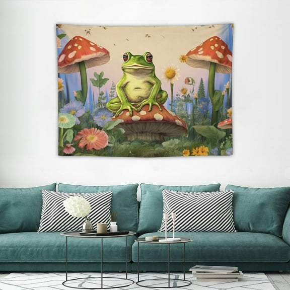 JRXY Frog Mushroom Tapestry Moon Stars Butterfly Wall Hanging, Aesthetic Plant Floral Funny Tapestries for Bedroom, Living Room Decor, College Dorm Home Decor 40x30in