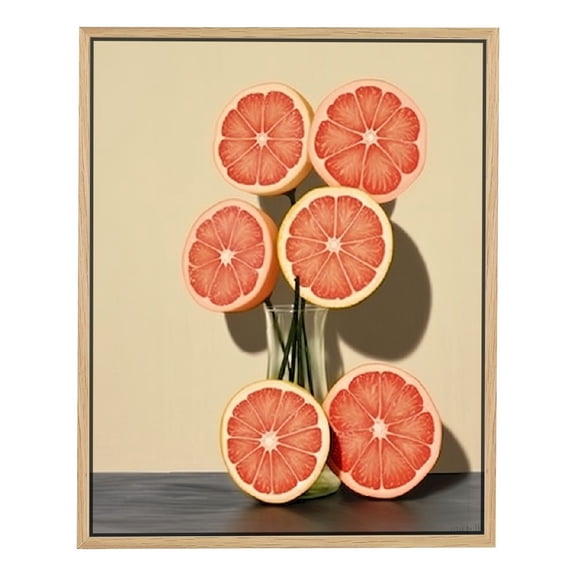 JRXY Fruits Canvas Wall Art Grapefruit in Vase Picture Yellow Green Painting Still Life Artwork Perfect Cute Creative Fine Art Home Kitchen Dining Decor framed Picture 1