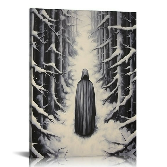 JRXY Funny Ghost Posters Humor Scary Ghost Art Picture Print Vintage Ghosts in Blossoms Forest Nostalgic Dark Academy Decoration Oil Painting Gothic Halloween Bedroom Bathroom 12x16 in
