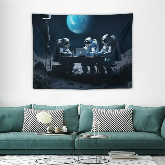 JRXY Funny Space Astronaut Alien Tapestry for Men Guys Bedroom, Cool Trippy Universe Planet Art Tapestries Wall Hanging College Dorm Boys Room Decor Psychedelic Galaxy Poster Blanket 40x30in
