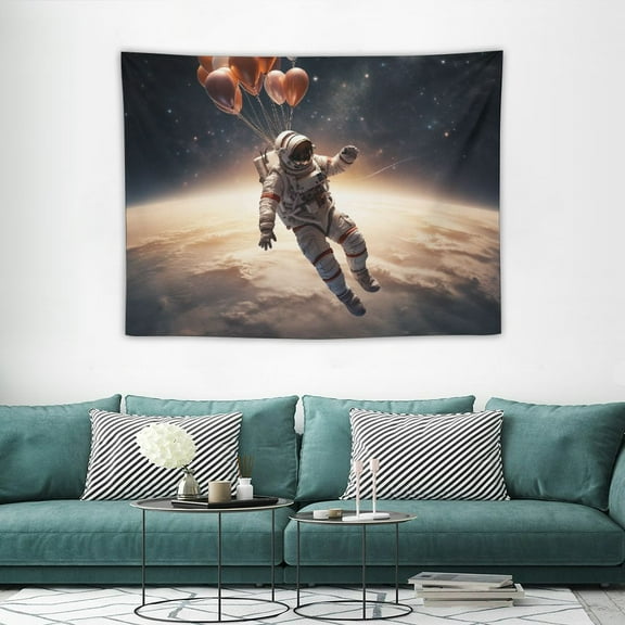 JRXY Funny Space Astronaut Balloon Tapestry, Trippy Galaxy Universe Planets Cool Tapestries for Teens Boys College Dorm Bedroom Grunge Room Poster 40x30in