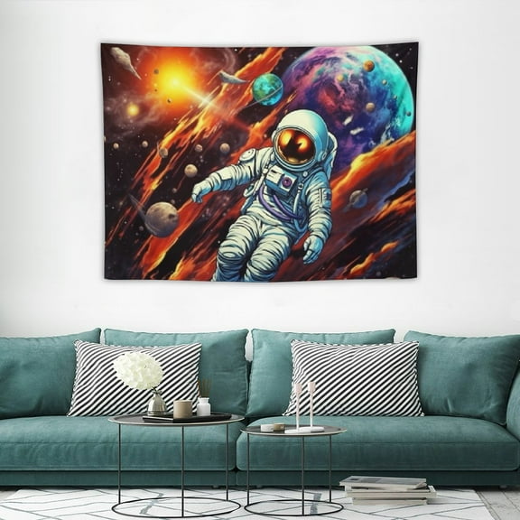 JRXY  Funny Space Astronaut Balloon Tapestry, Trippy Galaxy Universe Planets Cool Tapestries for Teens Boys College Dorm Bedroom Grunge Room Poster 40x30in