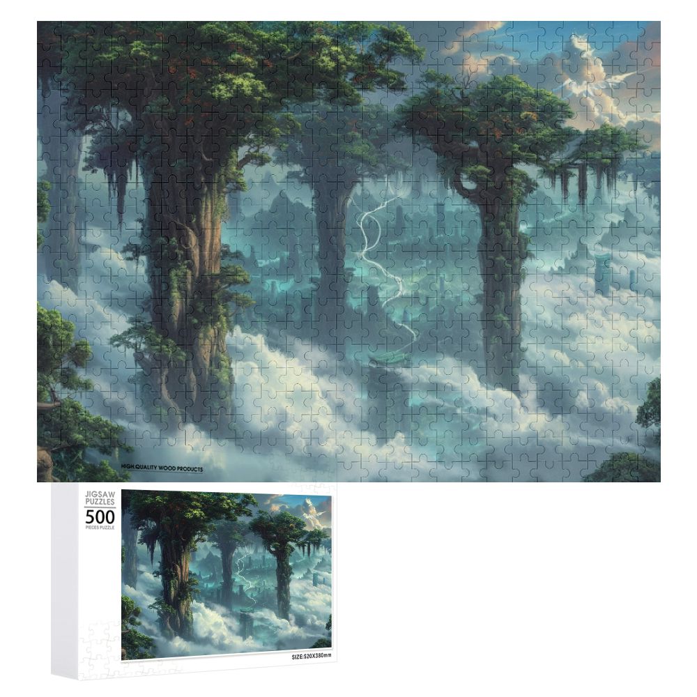JRXY Giant Trees Extend into the Clouds Wooden Jigsaw Puzzle 500 PCS ...