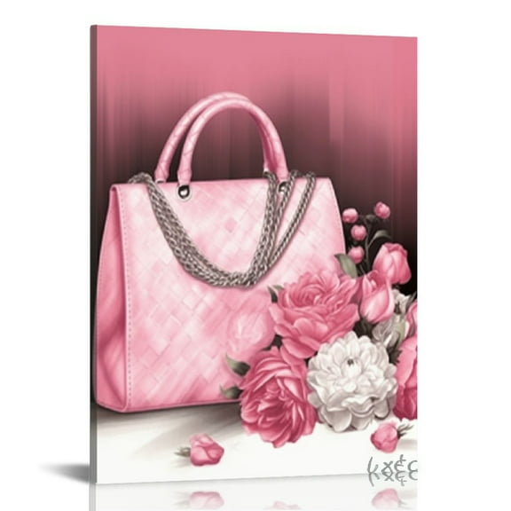 JRXY  Glam Fashion Picture Pink Blush Wall Art Leopard Books Canvas Prints for Modern Home Office Woman Girl Makeup Bedroom Wall Decoration Creative Design Gift  12x16 in