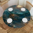 thumbnail image 1 of JRXY Gold and Blue Abstract Art Round Tablecloth Washable for Home Kitchen Outdoor Decoration White, 1 of 8