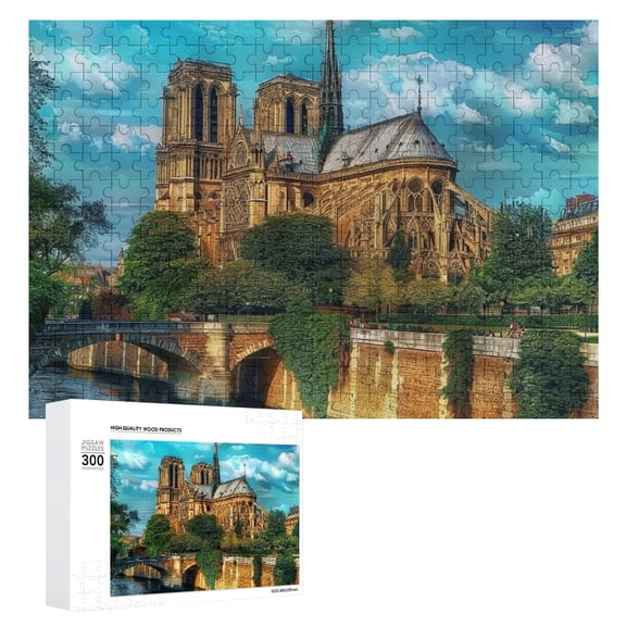 JRXY Gothic Architecture Wooden Jigsaw Puzzle - Impossible Wooden Puzzles - Gift for Family Friends 300 PCS