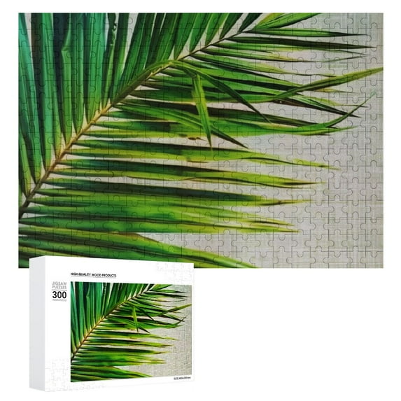 JRXY Green Leaf Plants Summer Tropical Style Wooden Puzzles Gift for Family Friends 300 PCS