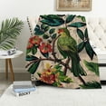 thumbnail image 1 of JRXY Green Leaf Seamless Exotic Tropical Pattern Leaves Fruits and Bird Flannel Fleece Blanket White, 1 of 6