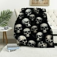 thumbnail image 1 of JRXY Halloween Throw Blanket Twin Size Black Spooky Skull Blanket Flannel Fleece Lightweight Soft Plush Blankets Throws Couch Sofa Bed Holiday Decor 50x60in, 1 of 6