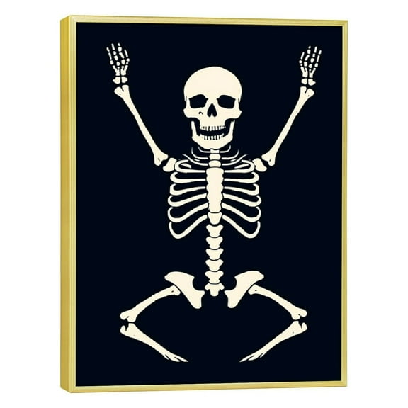 JRXY Halloween Wall Decor Dance Skeleton Poster Gothic Skull Art Prints Witchy Aesthetic Pictures for Home Office, Framed Ready to Hang, Various Sizes 12x16in