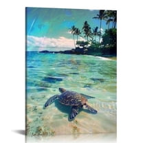 JRXY Hawaii, Green Sea Turtle (Chelonia Canvas Wall Art Print, Sea Turtle Artwork 12x16 in