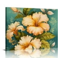 thumbnail image 1 of JRXY  Hawaii Hibiscus Flower Canvas Wall Art Tropical Floral Botanical Green Artwork for Home Office Bedroom Kitchen Decoration Stretched and Framed Ready to Hang 16x12in, 1 of 4