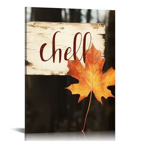 JRXY Hello Fall Autumn Maple Leaf Seasonal Canvas Wall Art Prints Decor 20x16in for Home Bedroom Living Room, Thanksgiving Housewarming Gifts 12x16 in
