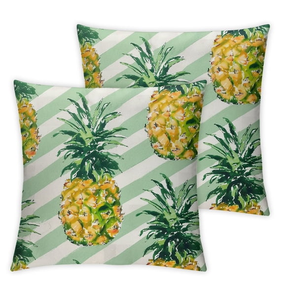 JRXY Hello Summer Pineapple Pillow Cover Hot Pink Flamingo Tropical Leaf Pillowcases Jungle Flower Decorative Pillow Cases for Outdoor Indoor Home Bedroom Sofa White