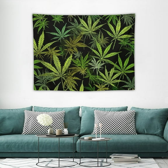 JRXY Hemp Leaf Tapestry Tropical Plants Forest Trees Psychedelic Bohemian Art Wall Hangings Oversized Weed Reggae Party Decor Living Room Tapestry 40x30