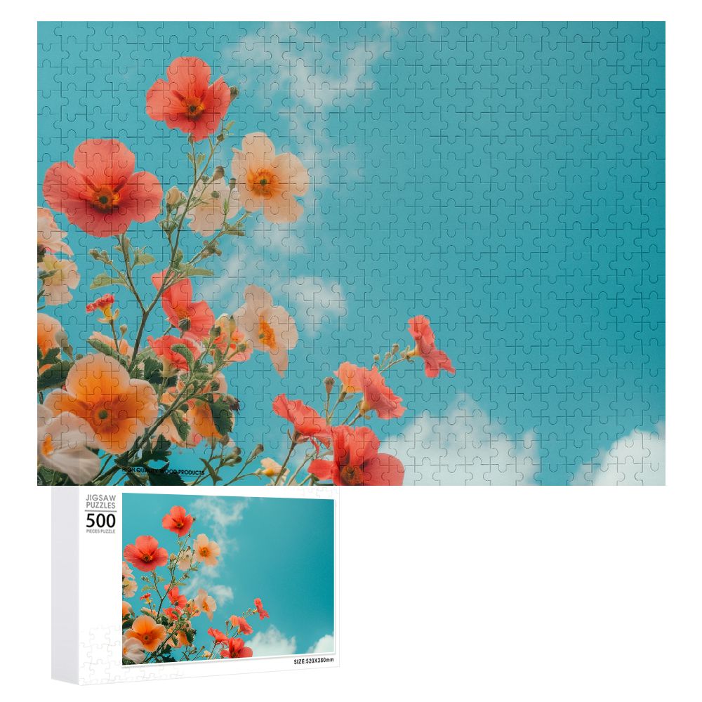 JRXY Indie Vintage Flower in the Sky Aesthetic Wooden Puzzle Game Toy