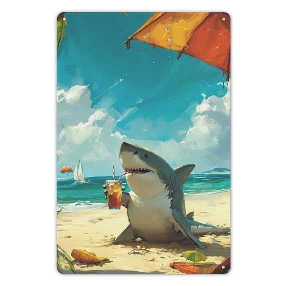 JRXY Iron Art Wall Hanging 8x12in - The Sunny Beach and Joyful Scenery 8x12in