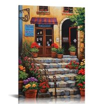 JRXY  Italy Tuscan Village Landscape Painting Print on Stretched Canvas Wall Art  12x16 in