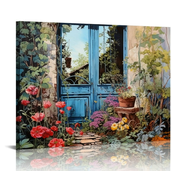 JRXY  Italy Tuscan Village Landscape Painting Print on Stretched Canvas Wall Art  20x16in