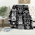 thumbnail image 1 of JRXY Kawaii & Smile Face Pattern Flannel Fleece Blanket White, 1 of 6