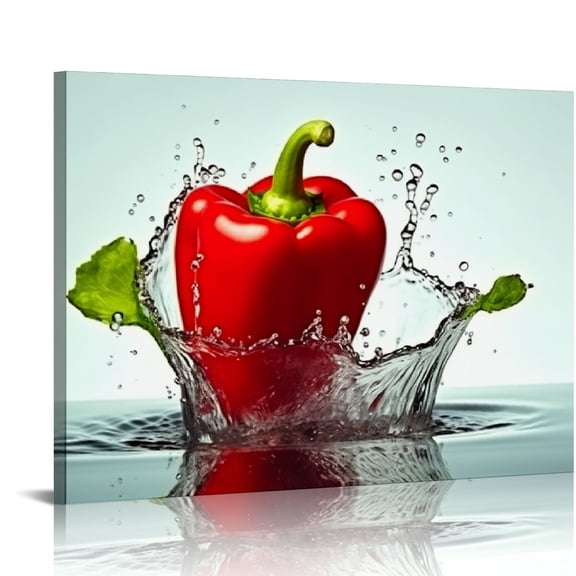 JRXY Kitchen Pictures Wall Decor Colorful Fruits and Ices Canvas Wall Art, Cool Summer Canvas Prints for Dining Room (Water Proof Artwork, Bracket Mounted Ready Hanging, 1" Thick) 16x12in