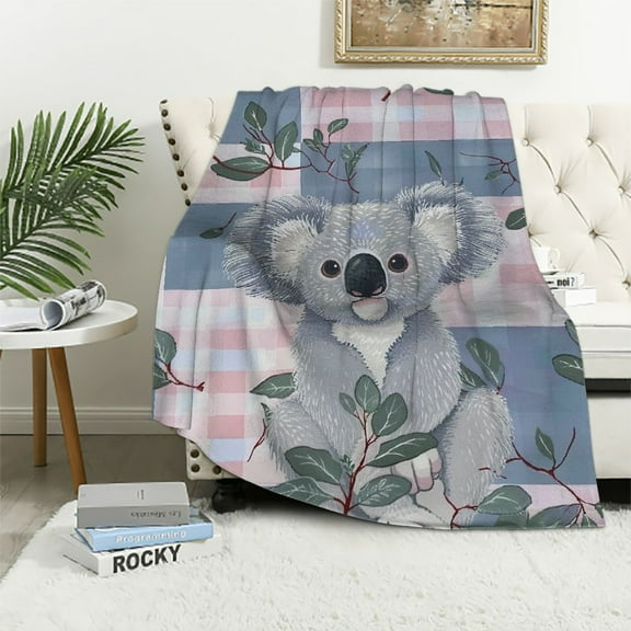 JRXY Koala Bear Child Blanket Soft Minky Blanket,Security Cute Animal Blanket Unisex White