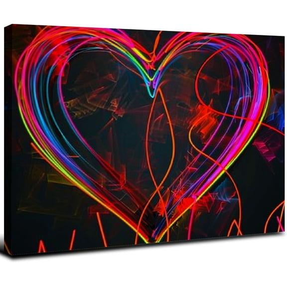 JRXY LGBT Poster Rainbow Heart Love Wins Equality Campaign Happy Pride Month Painting On Canvas Wall Art Poster Scroll Picture Print Living Room Walls Decor Home Posters 16x12inch