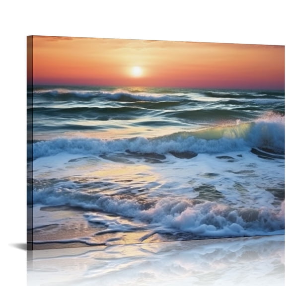 JRXY Lake Michigan Sunset Country Cabin Decoration Great Lakes West Michigan Coast Natural Scenery Still Canvas Wall Art Prints for Wall Decor Room Decor Bedroom Decor Gifts 20x16in