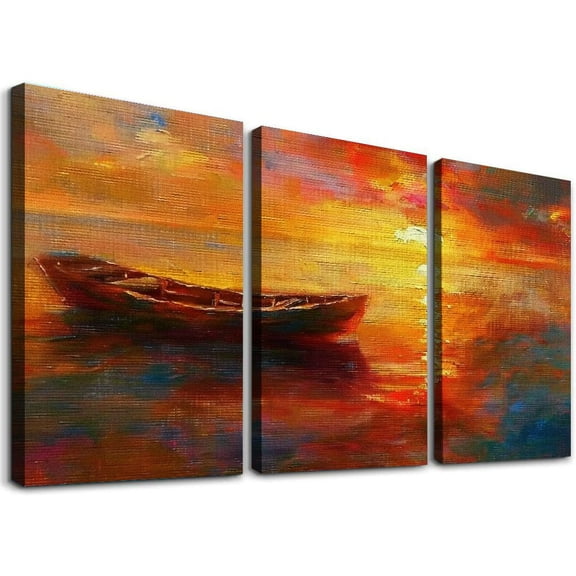JRXY Landscape Canvas Print, Stunning Scenery Prints, Sunset Art, Mountain Wall Art, River And Lake Wall Art, Beautiful Landscape, Wall Decoration, 3 Piece Set 12x16x3pcs