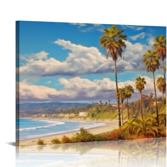 JRXY Large Canvas Wall Art laguna beach coastlinepacific oceanrte 1orange countyca west coast Canvas Prints Framed Painting Modern Artwork Abstract Stretched Poster Home Decoration Unique Gift 16x12in